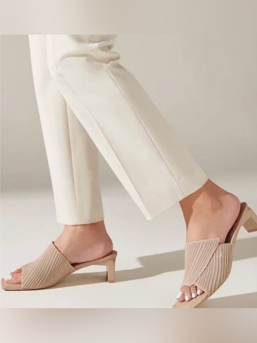 VIVAIA Square-Toe Block Heel Sandals Almond size 41 Almond Tan